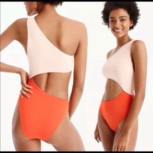 NWT J. crew cutout orange and pink bikini